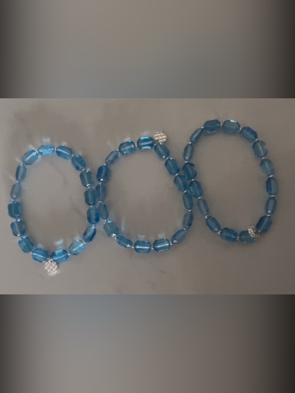 Talbots Blue Glass Bead Stretch Bracelet - Set of 3